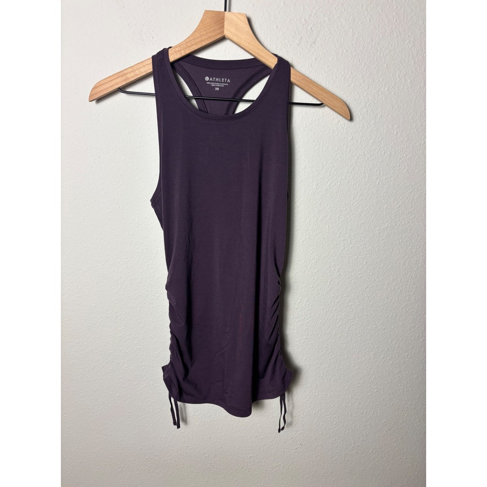 Athleta Encore Tank Purple Racerback Ruched Side Cinch Activewear Top 353996 XS
